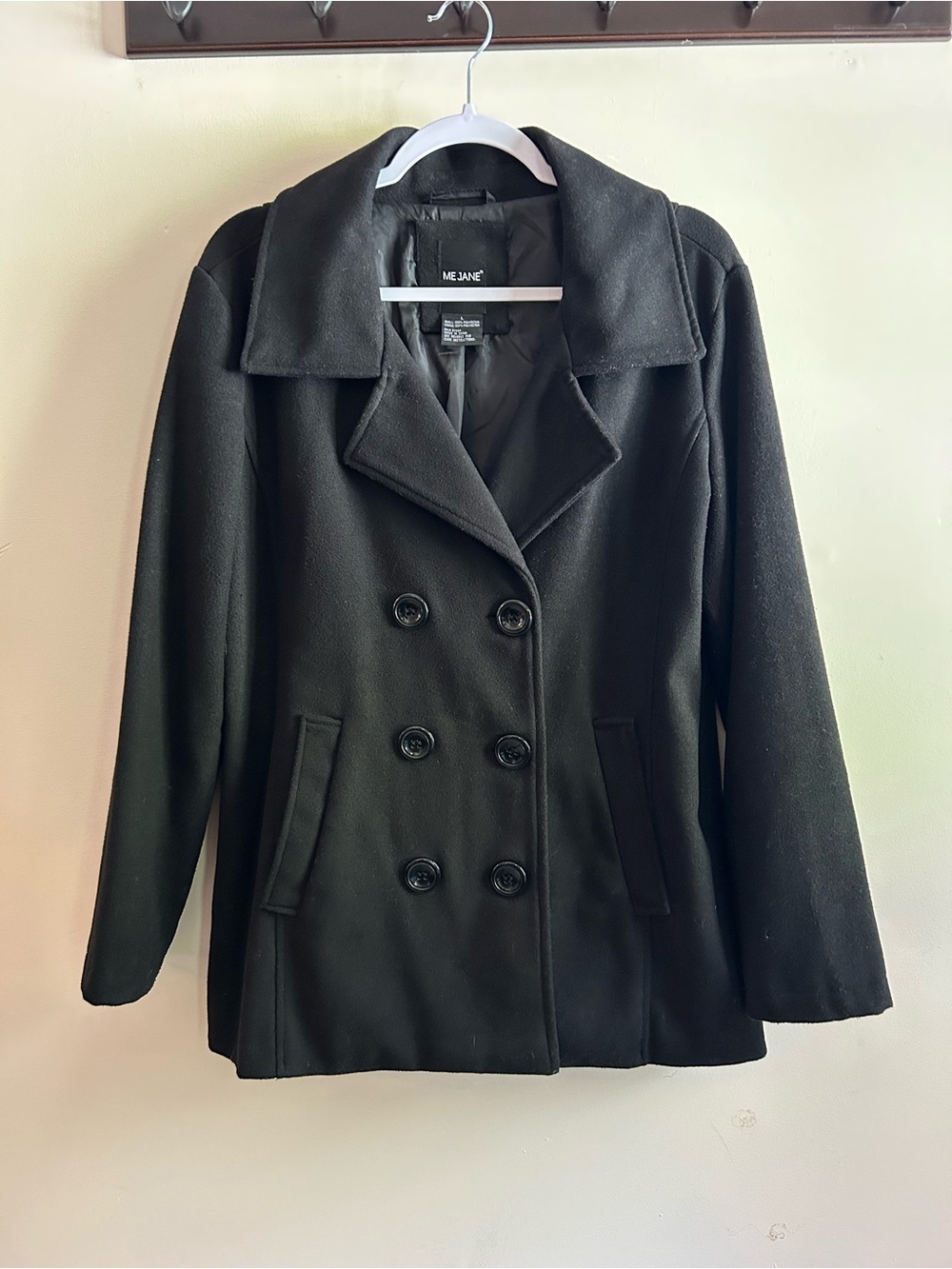 Me Jane Black Double-Breasted Peacoat